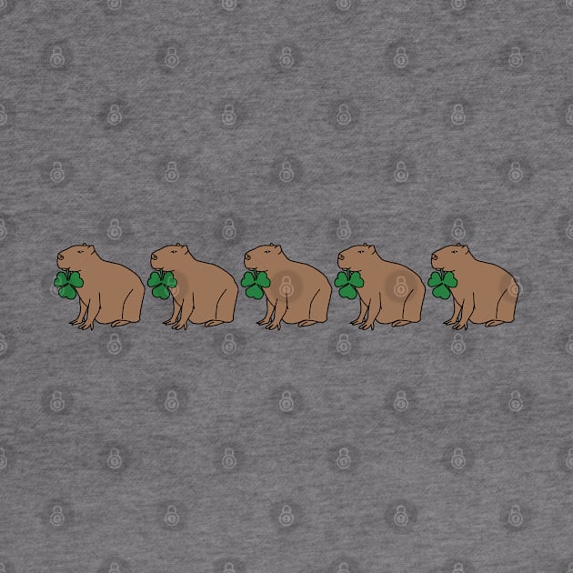 Five Capybara Holding Shamrocks for St Patricks Day by ellenhenryart